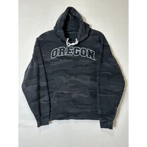 Women's Oregon Logo Athletic Black Camo Cropped Hoodie Outdoors, Size XL